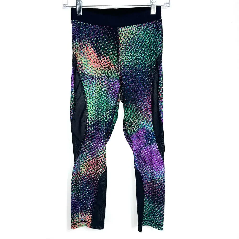 Nike Pro HyperCool Multicolor Pattern Mesh Capri Leggings Size Small